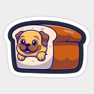 Cute Bulldog Bread Cartoon Sticker